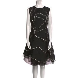 Talbot Runhof Black Gold Metallic Cocktail Dress Size 12 A-Line Sleeveless